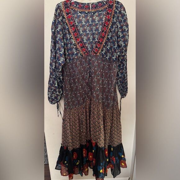 NEW FREE PEOPLE MIX IT UP MAXI TIERED MIXED PRINT MAXI DRESS - Picture 3 of 3